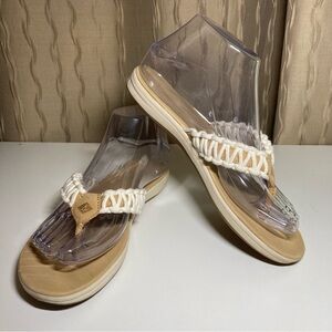 Sperry Seabrook Current Women's 6 Thong Flip Flop Sandal Natural White Rope